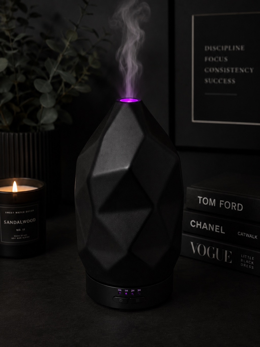 geometric black aromatherapy diffuser